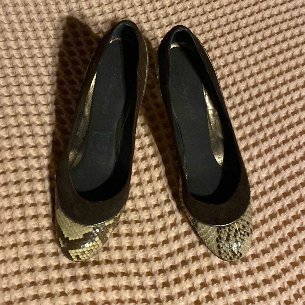 Snakeskin Italian Heels with Brown Suede Trim.
